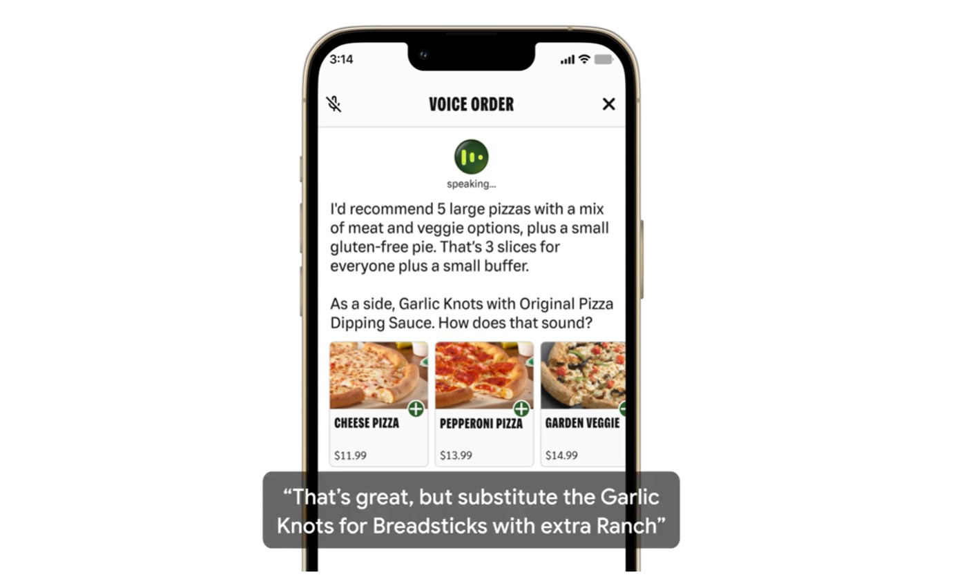 A photo of a phone being used to order Papa Johns pizza