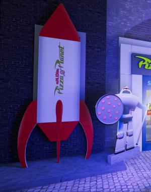 Rendering of Papa Johns Pizza Planet in London