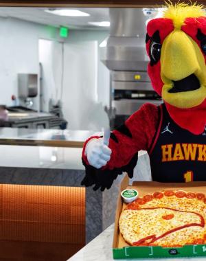 Harry the Hawk at Papa Johns Atlanta Hub