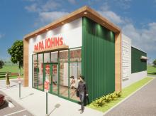 Rendering of new Papa Johns restaurant design