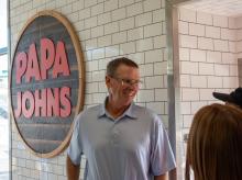 Todd Penegor speaks with Papa Johns team members