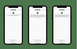 An image of screenshots of Papa Johns digital pizza assistant