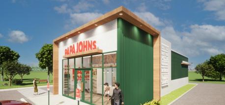 Rendering of new Papa Johns restaurant design