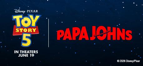 Papa Johns Teams Up with Disney and Pixar for the release of Toy Story 5