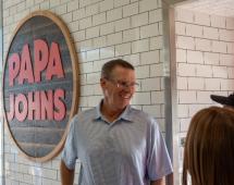 Todd Penegor speaks with Papa Johns team members